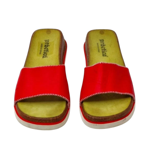 Y2K Womens Red Leather Sandal Sz 9 - Picture 1 of 9